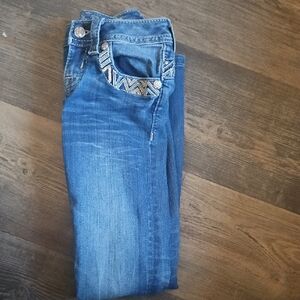 Stylish Blue Jeans with Patterned Pocket MISS ME GIRLS SIZE 8